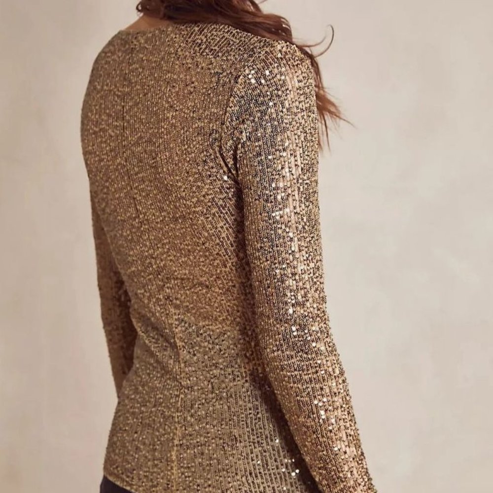 FREE PEOPLE INTIMATELY gold rush long sleeve top Sz XS NEW - Picture 2 of 11
